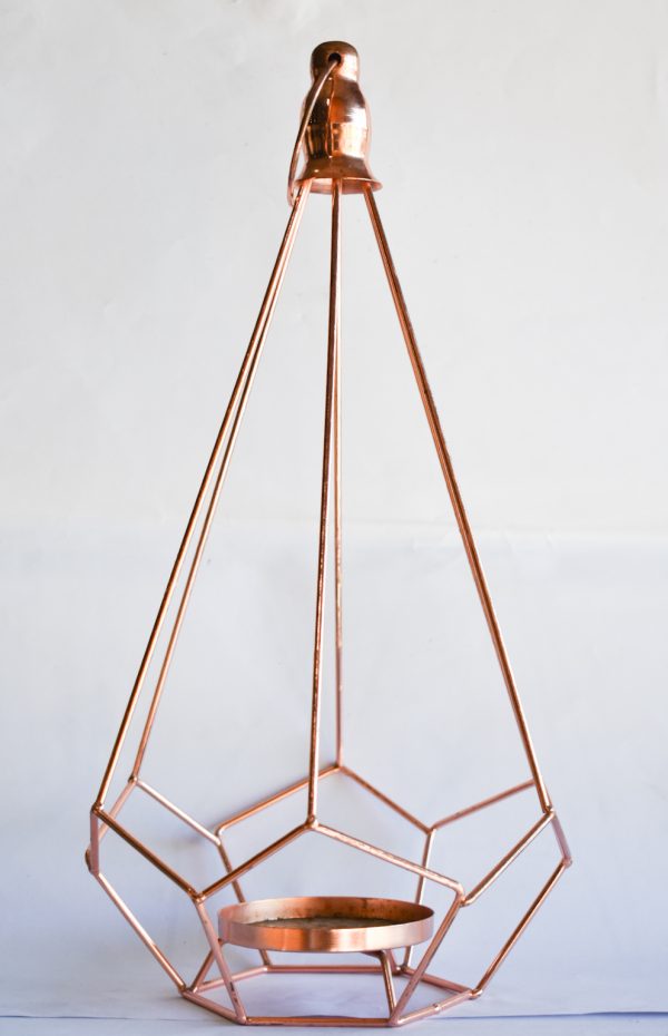 LANTERN ROSEGOLD PYRAMID 41CM