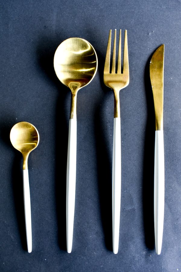 Gold And White Cutlery Slim