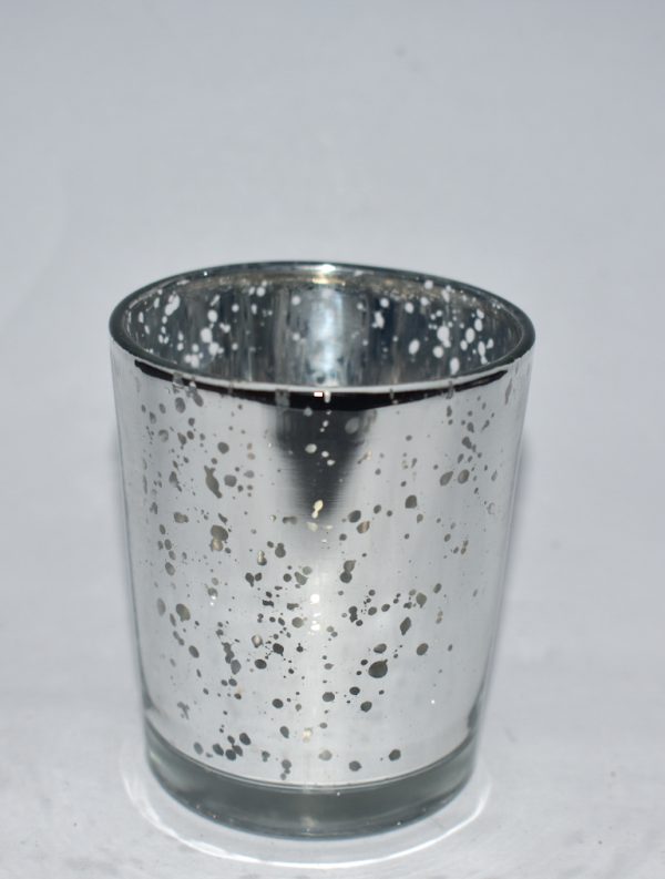 SILVER MERCURY V-SHAPE VOTIVE 6.5X5.5CM