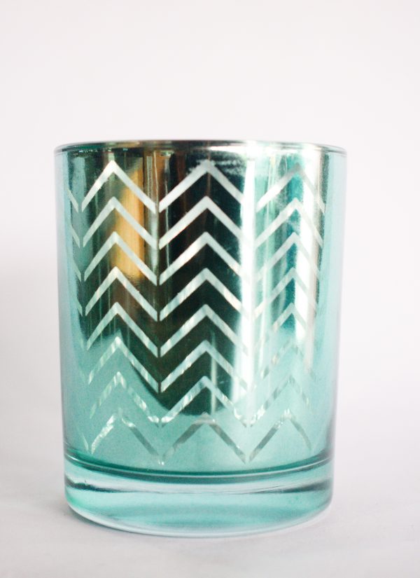 TURQUOISE BEE PATTERN VOTIVE 7.8X6.4CM